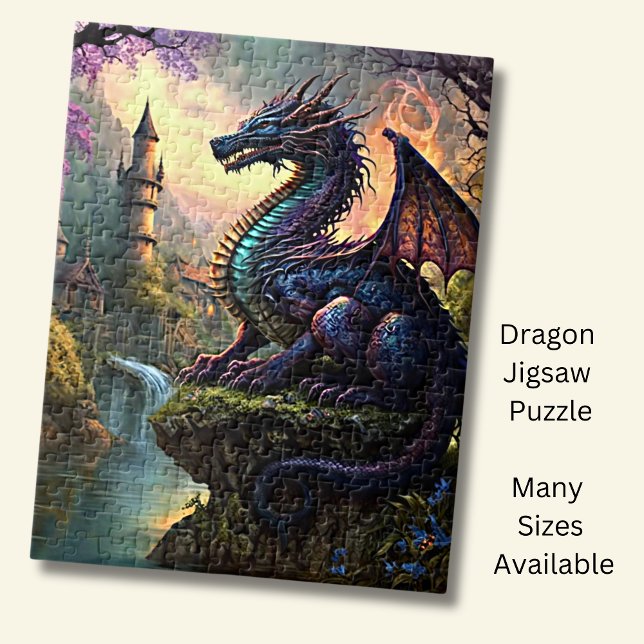 Aqua Lila Dragon nähe Fluss Puzzle (Von Creator hochgeladen)