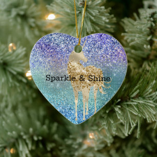 Aqua Lila Glitzer Sparkle Keramik Ornament