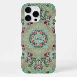 Aqua Lila Pink Floral Imitate Lampas Brocade iPhone 16 Pro Max Hülle