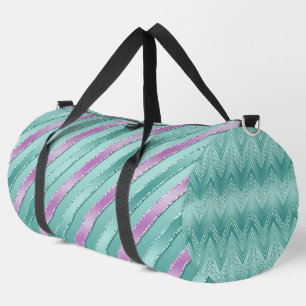 AQUA & LILA SATIN SEHEN STREIFEN AUS DUFFLE BAG
