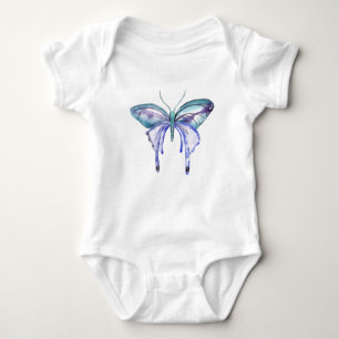 Aqua Lila Schmetterling Baby Strampler