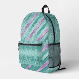 AQUA & LILA SHIMMER SEHEN ZICKZACK AUSSEHEN UND ST BEDRUCKTER RUCKSACK