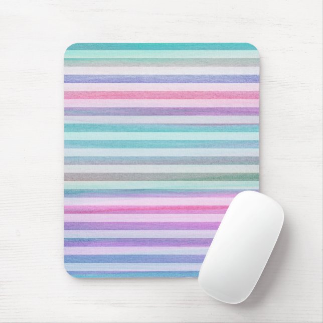 Aqua Lila Soft Strips Wasserfarbmuster Mousepad (Mit Mouse)