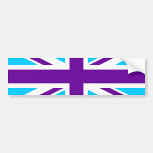 Aqua Lila Union Jack Autoaufkleber