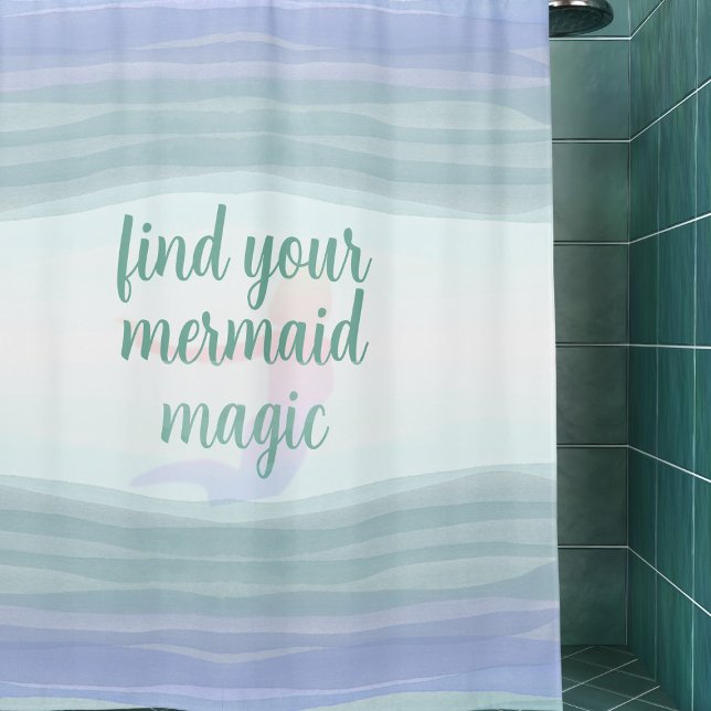 Aqua Lilac Watercolor Waves Mermaid Duschvorhang (Find your mermaid magic when you have a shower)