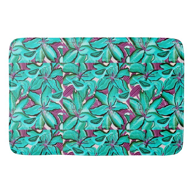 Aqua Lilies Bath Mat Badematte (Vorderseite)
