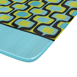 Aqua Lime Schwarz Mittel Jahrhundert Mod Retro Mus Schneidebrett