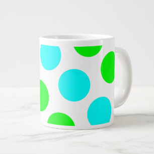 Aqua Limette und weiße Tupfen Jumbo-Tasse