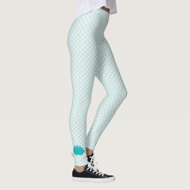Aqua Lotus Polka Dot Yoga Leggings (Rechts)