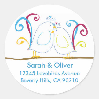 Aqua Love Bird Address Labels Runder Aufkleber