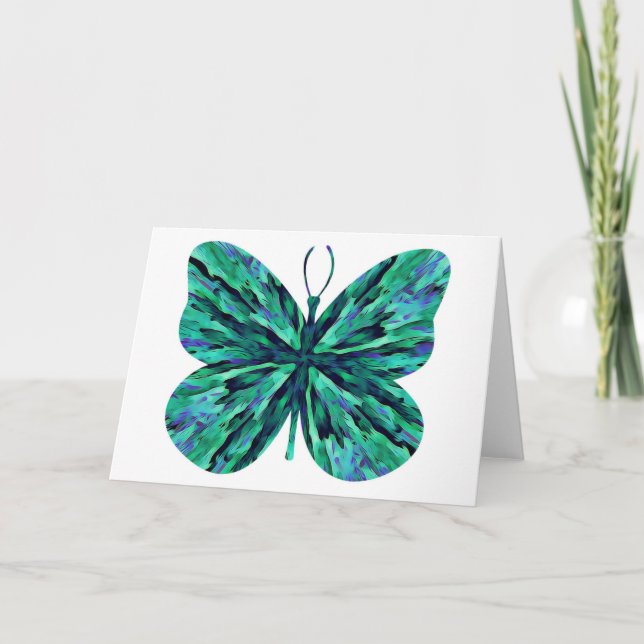 Aqua Marble Butterfly Blank Note Card Karte (Vorderseite)