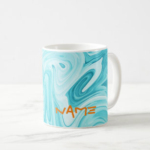 Aqua Marbled Paint NAME Orange Modern Art Fun Kaffeetasse