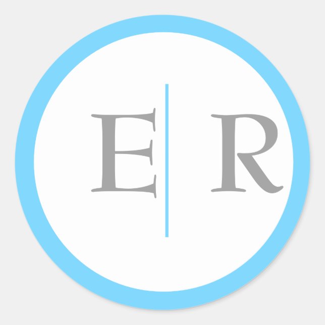 Aqua Marigold Monogram Stickers (Vorderseite)