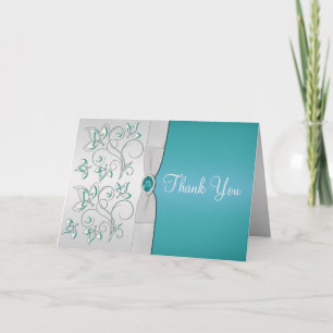 Aqua-marine and Silver Thank You Card Dankeskarte