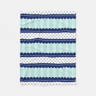 Aqua-Marine-blaue Streifen und Tupfen-Muster Fleecedecke