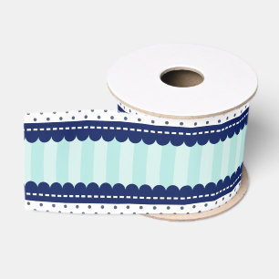 Aqua-Marine-blaue Streifen und Tupfen-Muster Ripsband