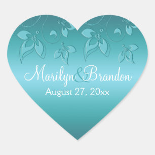 Aqua-marine Flora 1,5" Heart Sticker