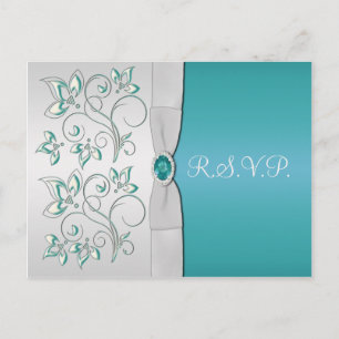 Aqua-Marine- und silberne R.S.V.P. Postkarte