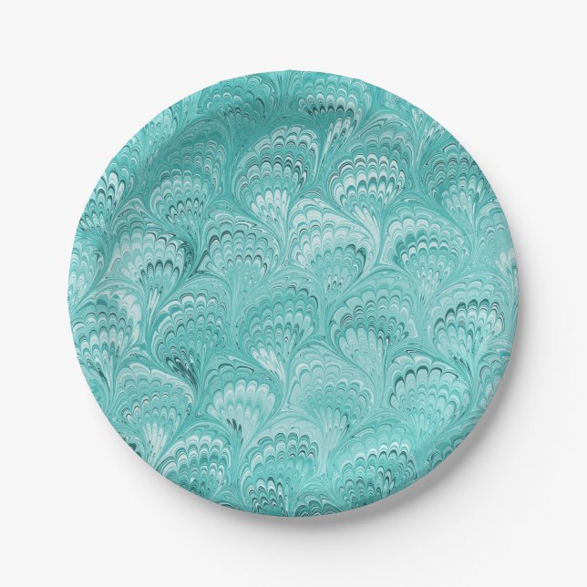 Aqua-Marmor-Papierdesign Pappteller (Vorderseite)
