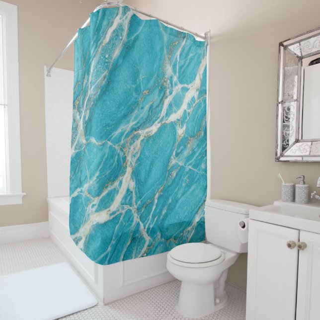 Aqua-Marmor-Textur moderner, verfeinerter Look Duschvorhang (Beispiel)