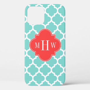 Aqua marokkanisch #5 Coral Red 3 Initial Monogram Case-Mate iPhone Hülle