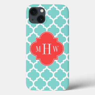 Aqua marokkanisch #5 Coral Red 3 Initial Monogram Case-Mate iPhone Hülle