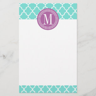 Aqua-marokkanisches Fliesen-Gitter personalisiert Briefpapier