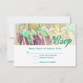 Aqua Mason Jars on Fence Post Wedding RSVP Cards Karte
