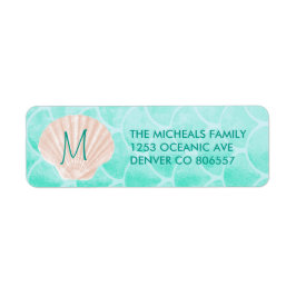Aqua Mermaid Scales | Seashell Custom Address
