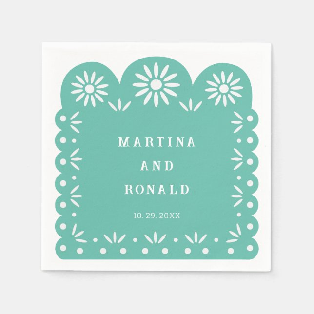 AQUA MEXICAN PAPEL PICADO SERVIETTE (Vorderseite)