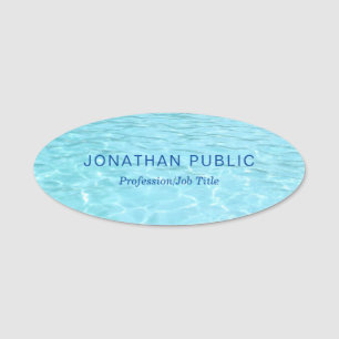 Aqua Minimalistische Vorlage Moderne Blaue Wasser Namensschild