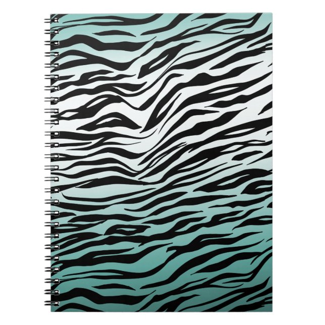 Aqua Mint Black Zebra Print Ombre Notizblock (Vorderseite)