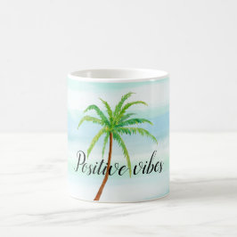 Aqua Mint Blaue Streifen Tropischer Palmenbaum Kaffeetasse