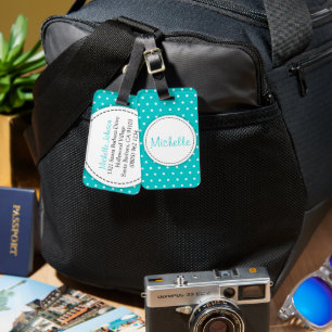 Aqua Mint Blume Polka Punkte genannt Gepäckanhänge Gepäckanhänger