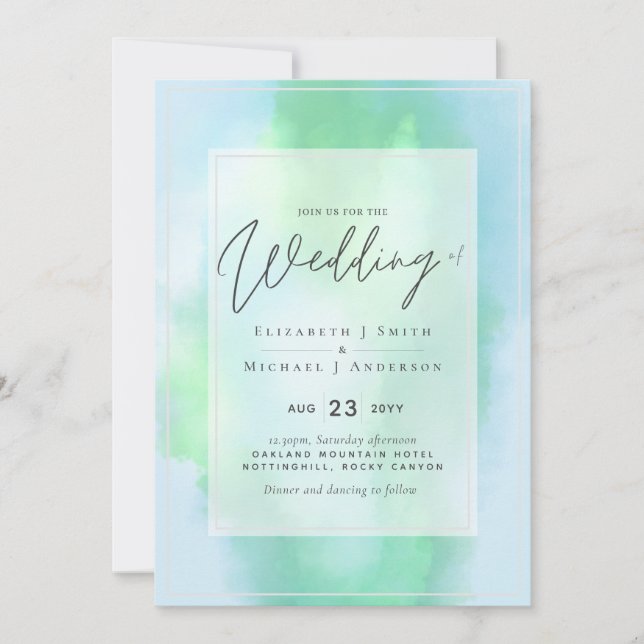 Aqua Mint Dreams Modernes Budget Hochzeit (Vorderseite)