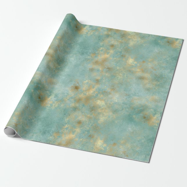 Aqua Mint Gold Abstrakt Geschenkpapier (Ungerollt)