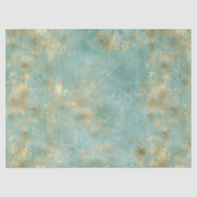 Aqua Mint Gold Abstrakt Seidenpapier (Vorderseite)