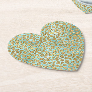 Aqua Mint Gold Glitz Glitzer Leopard Untersetzer