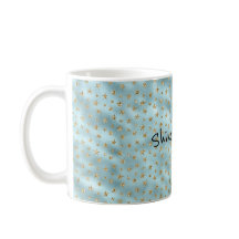 Aqua Mint Gold Glitzer Stars