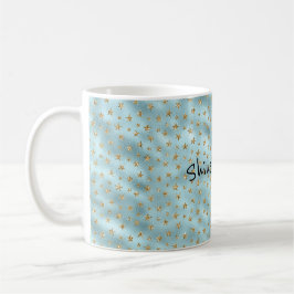 Aqua Mint Gold Glitzer Stars Kaffeetasse
