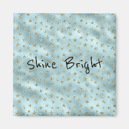 Aqua Mint Gold Glitzer Stars Magnet