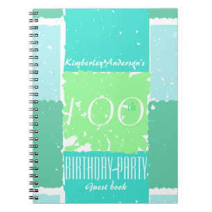 Aqua Mint Green Colors 100. Geburtstags Gästebuch Notizblock