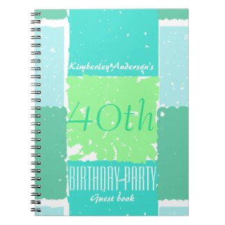 Aqua Mint Green Colors 40. Geburtstags Gästebuch Notizblock