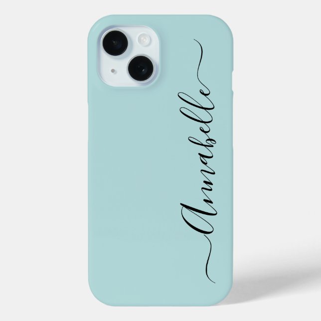 Aqua Mint Green Personalisiert Name Case-Mate iPhone Hülle (Rückseite)