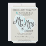 Aqua Mint Mr. and Mrs Romantic Weddings Einladung<br><div class="desc">Rosa und türkisfarbene Halbpension Moderne Vintage Typografie Einladungen Süße und sassy Chalkboard Hochzeiten Halbpension Moderne Vintage Typografie Einladungen</div>