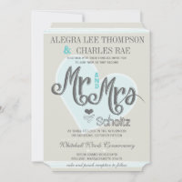 Aqua Mint Mr. and Mrs Romantic Weddings