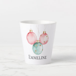 Aqua Mint Pink Gold Dots Weihnachtsschmuck Name Milchtasse
