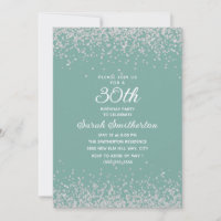 Aqua Mint Silver Diamond Glitzer 30. Geburtstag