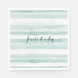 Aqua Mint Stripes Wedding Serviette