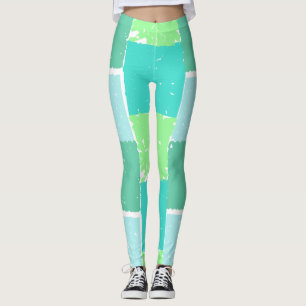 Aqua Mint Trendy Colors Imitate Batik Leggings